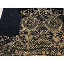 Load image into Gallery viewer, Opulent Wine Net Lace Designer George Wrapper with Blouse- NLDG197