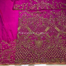 Load image into Gallery viewer, Opulent Wine Net Lace Designer George Wrapper with Blouse- NLDG197