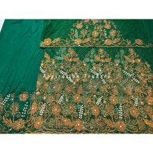 Load image into Gallery viewer, Gorgeous Nigerian Green New Wedding Net George Wrapper Set - NLDG199