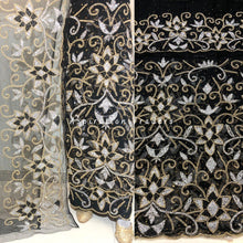 Load image into Gallery viewer, Stunning Black Heavy Beaded Designer Net George Wrapper set - NLDG204