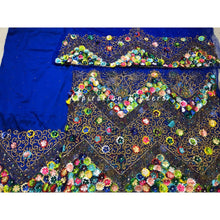 Load image into Gallery viewer, Regal Blue colored George wrapper with blouse - NLDG206