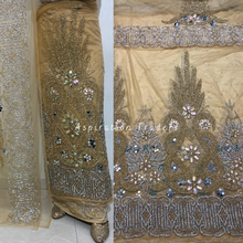 Load image into Gallery viewer, Envious Green Heavy Beaded Net Lace Designer George with Blouse - NLDG207