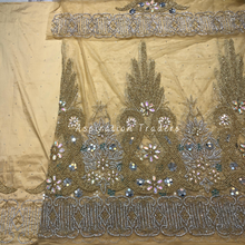 Load image into Gallery viewer, Envious Green Heavy Beaded Net Lace Designer George with Blouse - NLDG207