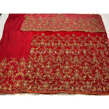 Load image into Gallery viewer, Striking Red Heavy Beaded Designer Net Lace George wrapper Set - NLDG209