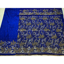 Load image into Gallery viewer, Magestic Royal Blue Heavy Beaded NET LACE Designer George With Blouse - NLDG210