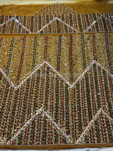Load image into Gallery viewer, Mustard Gold Heavy Beaded Designer Net lace George Wrapper set - NLDG222