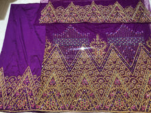 Load image into Gallery viewer, One Unique Magenta Designer Net lace George Wrapper set - NLDG223
