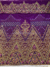 Load image into Gallery viewer, One Unique Magenta Designer Net lace George Wrapper set - NLDG223