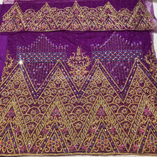 Load image into Gallery viewer, One Unique Magenta Designer Net lace George Wrapper set - NLDG223