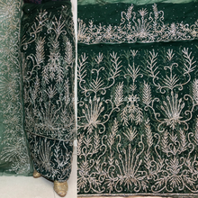 Load image into Gallery viewer, Bold Navy Blue Net Lace Designer George With Silver Beaded Work Set - NLDG227