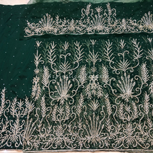 Load image into Gallery viewer, Bold Navy Blue Net Lace Designer George With Silver Beaded Work Set - NLDG227