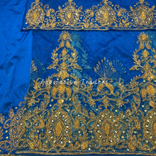 Load image into Gallery viewer, Rustic Deep Turquoise Blue George with Gold Beaded Work Designer set - NLDG228