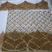 Load image into Gallery viewer, Pearly White George With Sequined Gold Embroidery Work Designer set - NLDG229