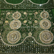 Load image into Gallery viewer, Primary Myrtle Green Handcrafted Heavy Gold Mirror Work Designer George set - NLDG232