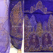 Load image into Gallery viewer, Vivid Purple Sequined Heavy Stone Beaded George Wrapper With Blouse Designer set - NLDG238