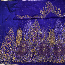 Load image into Gallery viewer, Vivid Purple Sequined Heavy Stone Beaded George Wrapper With Blouse Designer set - NLDG238