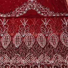 Load image into Gallery viewer, Chintzy Maroon Bling White Beaded with Tassel Fringes Designer George Wrapper set - NLDG239