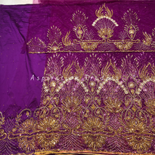 Load image into Gallery viewer, Sassy Magenta Heavy Gold Beaded with Crystal Stone work George Wrapper Set with Blouse- NLDG249