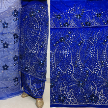 Load image into Gallery viewer, Saffron Burnt Orange Classic Sequin Flower Work With Stone Beaded George Wrapper Set- NLDG254