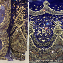 Load image into Gallery viewer, Refined Purple Heavily Multi Stone Beaded Gold Flower Work George Wrapper Set with Blouse - NLDG261