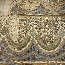 Load image into Gallery viewer, Refined Purple Heavily Multi Stone Beaded Gold Flower Work George Wrapper Set with Blouse - NLDG261