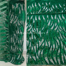 Load image into Gallery viewer, Glossy Green With Velvet Patch Bling Beaded Work George Wrapper Set- NLDG266