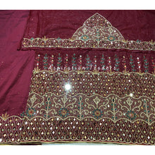 Load image into Gallery viewer, Burgundy Heavy Beaded Work George Wrapper Set- NLDG267