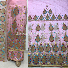 Load image into Gallery viewer, Rustic Olive Green Crystal Beaded With Fringes Work George Wrapper Set- NLDG268