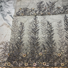 Load image into Gallery viewer, Iconic Grey Crystal Stone Bling Beaded Net Lace George Wrapper Set - NLDG270