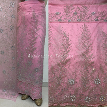 Load image into Gallery viewer, Iconic Grey Crystal Stone Bling Beaded Net Lace George Wrapper Set - NLDG270