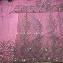 Load image into Gallery viewer, Iconic Grey Crystal Stone Bling Beaded Net Lace George Wrapper Set - NLDG270