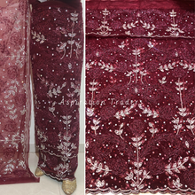 Load image into Gallery viewer, Impressive Orange Bling work stone beaded Rose Designer George Wrapper Set - NLDG273