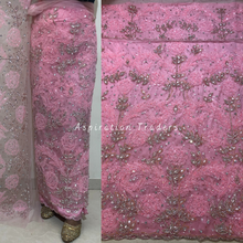 Load image into Gallery viewer, Impressive Orange Bling work stone beaded Rose Designer George Wrapper Set - NLDG273