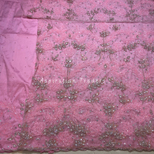 Load image into Gallery viewer, Impressive Orange Bling work stone beaded Rose Designer George Wrapper Set - NLDG273