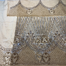 Load image into Gallery viewer, Stunning Burnt Orange Heavy Crystal Stone Beaded with Fringes work George Wrapper Set - NLDG274