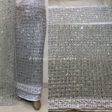 Load image into Gallery viewer, Enhancing Lilac Silver Stone Beaded Heavy Mirror work George Wrapper Set - NLDG275