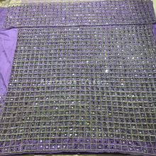 Load image into Gallery viewer, Enhancing Lilac Silver Stone Beaded Heavy Mirror work George Wrapper Set - NLDG275