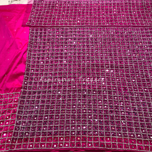 Load image into Gallery viewer, Enhancing Lilac Silver Stone Beaded Heavy Mirror work George Wrapper Set - NLDG275