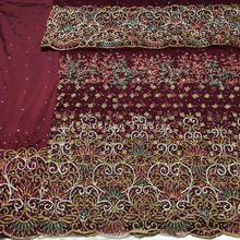 Load image into Gallery viewer, Festive Fuschia Pink With Heavy Multi Colour crystal Stone Beaded Designer George Wrapper Set - NLDG281