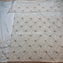 Load image into Gallery viewer, Elegant Powder Blue Minimal Pearl Work with Green Stone Beaded Designer George Wrapper Set - NLDG284