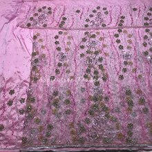 Load image into Gallery viewer, Bloomy Baby Pink Heavy Multi Crystal stone Beaded George Wrapper Set - NLDG288