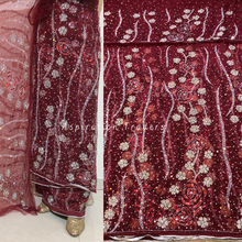 Load image into Gallery viewer, Bloomy Baby Pink Heavy Multi Crystal stone Beaded George Wrapper Set - NLDG288