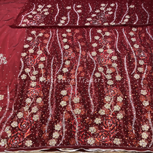 Load image into Gallery viewer, Bloomy Baby Pink Heavy Multi Crystal stone Beaded George Wrapper Set - NLDG288