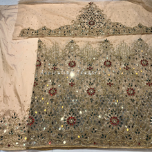 Load image into Gallery viewer, Iconic Gold Heavy Mirror Work With Fringes & Crystal stone beaded George Wrapper Set - NLDG292