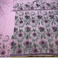 Load image into Gallery viewer, Gloomy Baby Pink Sequined Work Net Lace George Wrapper Set with Blouse   - NLDG304