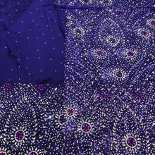 Load image into Gallery viewer, Trending Purple Heavy Crystal stone beaded Net Lace George Wrapper Set with Blouse - NLDG324