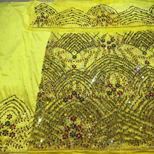 Load image into Gallery viewer, Fresh Olive Green Heavy Crystal Stone beaded Net Lace George Wrapper Set with Blouse - NLDG326