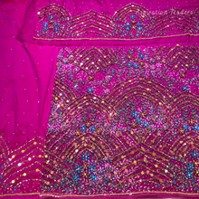 Load image into Gallery viewer, Fresh Olive Green Heavy Crystal Stone beaded Net Lace George Wrapper Set with Blouse - NLDG326