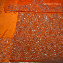 Load image into Gallery viewer, Enhancing Grey Heavy Crystal Stone beaded Net Lace George Wrapper Set with Blouse - NLDG327