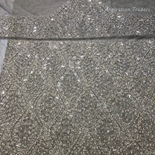 Load image into Gallery viewer, Enhancing Grey Heavy Crystal Stone beaded Net Lace George Wrapper Set with Blouse - NLDG327